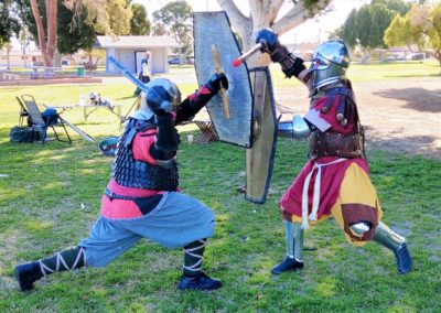 Two Armored Heavy Combat Fighters at Practice