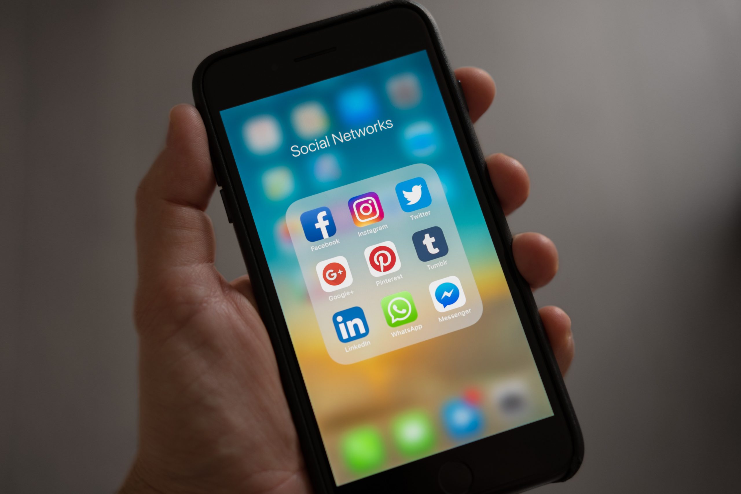 social-media Social media channels on a phone.